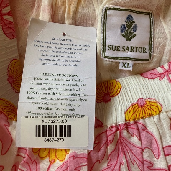 Sue Sartor A-line Flounce Mini Skirt w/ Removable Sash, Sunshine Daisy 🌼🌸 - Picture 9 of 9